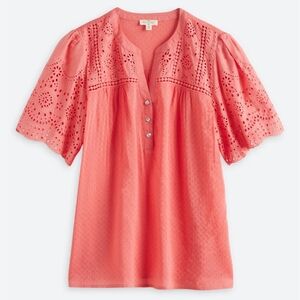 Chic Coral Eyelet Blouse